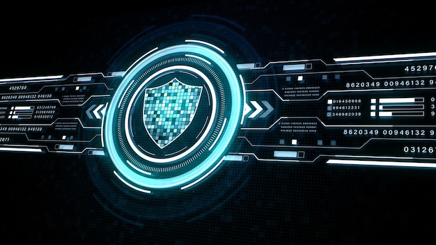 Shield Icon Security Digital hud ciberespaço tecnologia conceito abstrato renderização em 3d