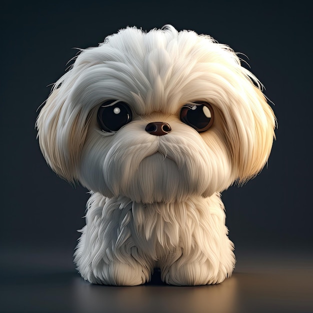 Foto shih tzu 3d de arcilla con fondo negro