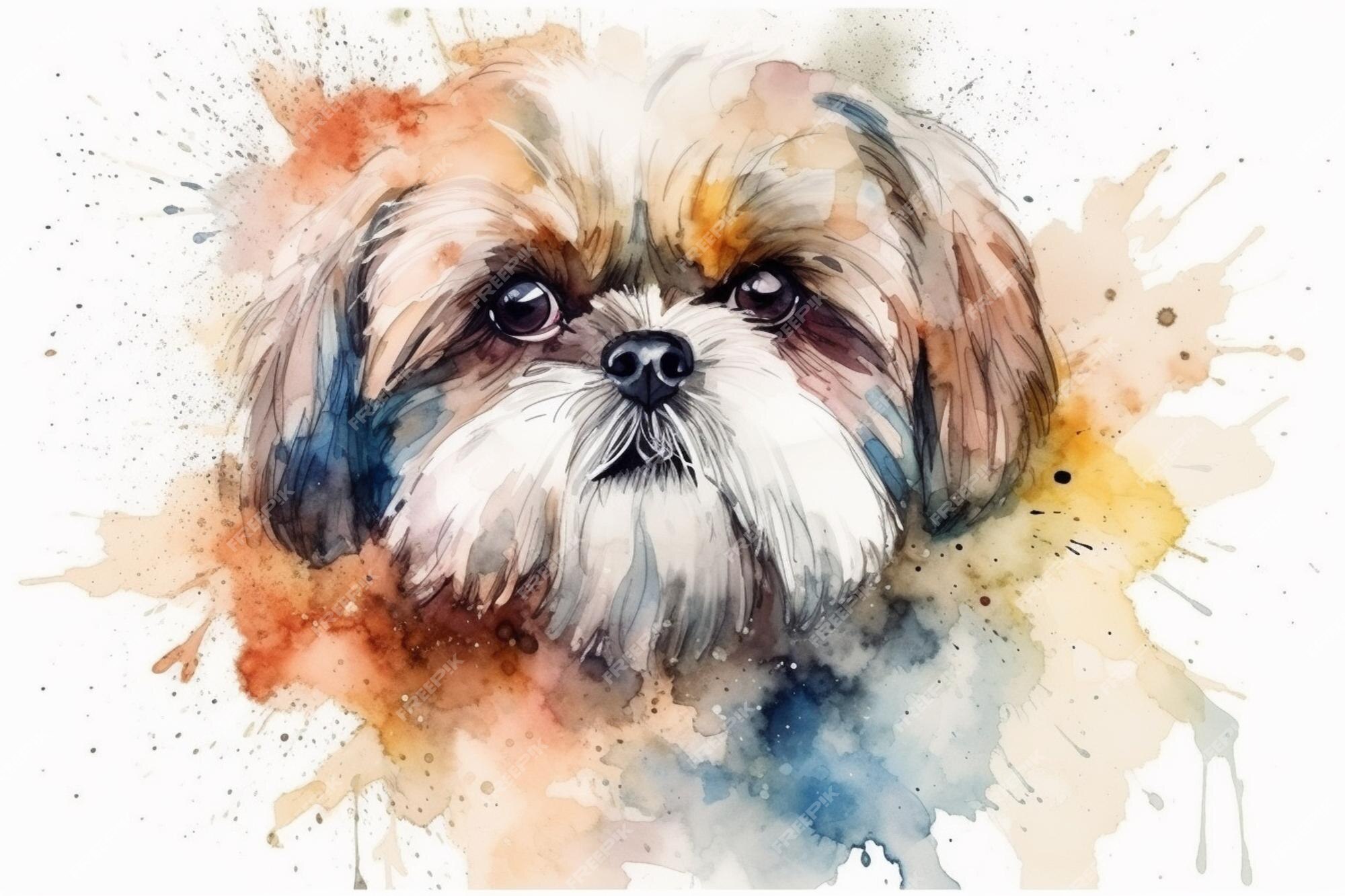 Pastor inglês velho. adorável cachorrinho. ilustração em aquarela com  manchas de cor. todas as raças de cães