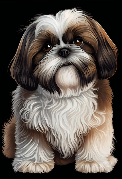 Shih Tzu cachorro pequeno Cachorrinho fofo Cachorro de alta qualidade Impressão de arte vetorial Impressão gráfica