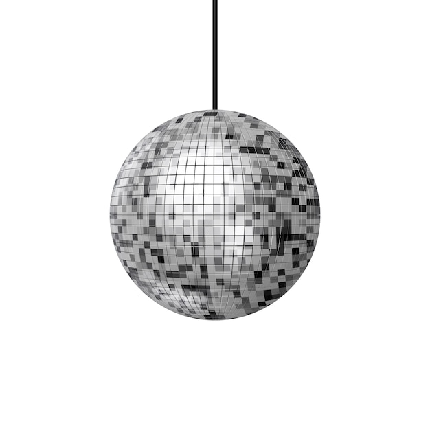 Shining Night Club Party Disco Ball em um fundo branco. Renderização 3D