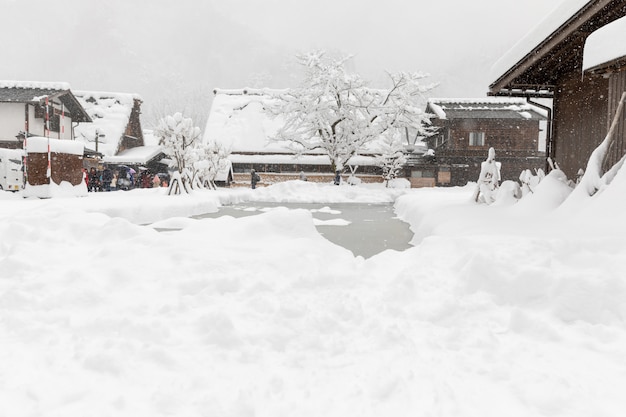 Shirakawa gehen Dorf in der Winterschneesaison