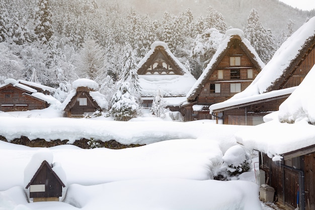 Shirakawa invierno ir pueblo en japón