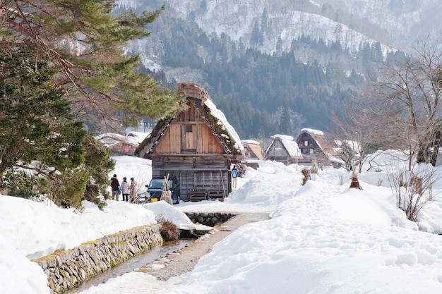 Shirakawago, Japão aldeia histórica de inverno.
