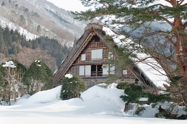 Shirakawago, japão aldeia histórica de inverno.