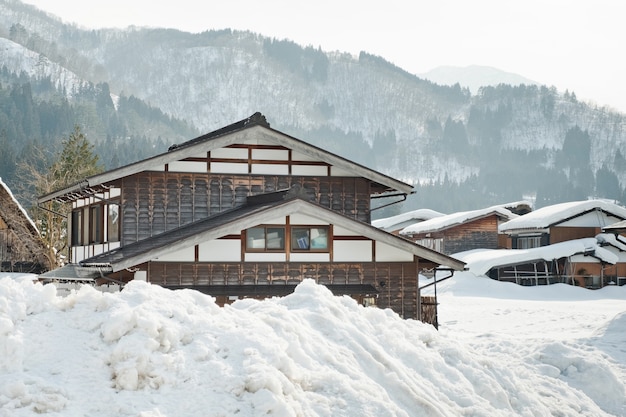 Shirakawago, japão aldeia histórica de inverno.