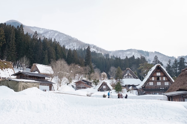 Shirakawago, Japão aldeia histórica de inverno.