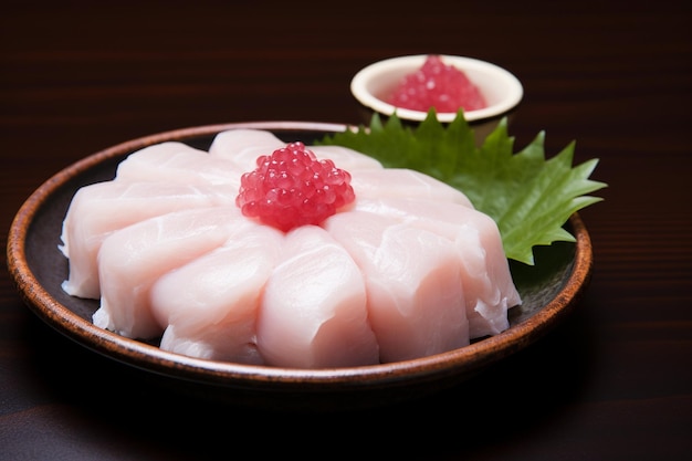 Foto shirako milt ou roe macio muitas vezes de peixes como bacalhau ou peixe-palo conhecido por seu sabor delicado