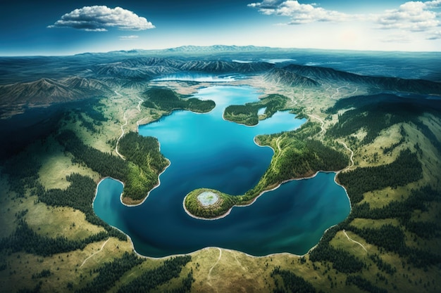 Shiroka polyana Breites Wiesenreservoir in der Region Pasardschik in Bulgarien, wie vom Himmel aus gesehen