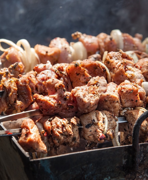 Shish kebab de cerdo con la mezcla de especias