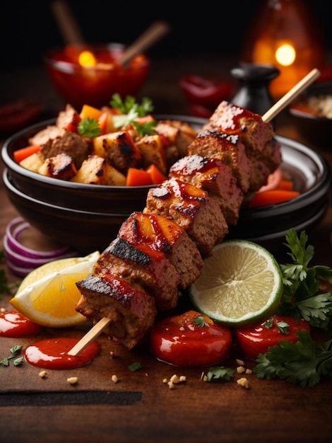 Shish kebab é um delicioso prato de carne grelhada feita com carne de cordeiro ou frango e é marinada