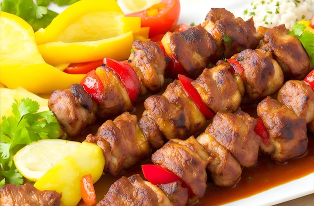 Shish Kebab gourmet elaborado con IA generativa