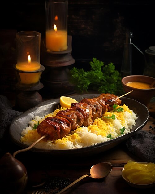 Shisha Kebab con pollo de arroz