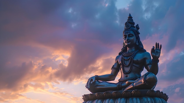 Shiva-Gott-Statue bei Sonnenuntergang