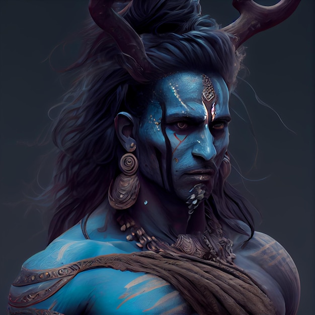 Shiva retrato dios hindú hinduismo deidad con piel azul