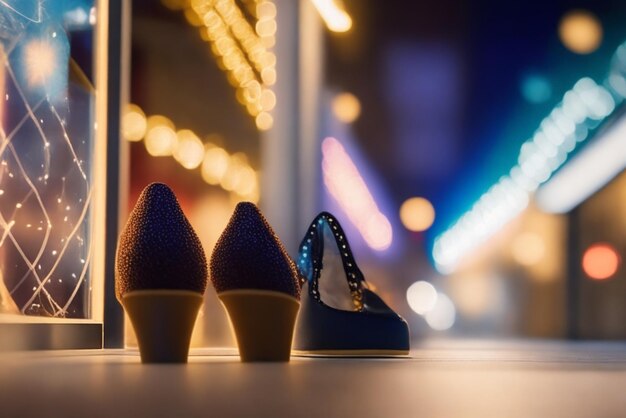 Shoe Showcases Bokeh fundo de centro comercial com luzes imagem desfocada