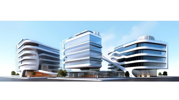 Shopping futurista da cidade Shoppi arquitetônico de arranha-céus