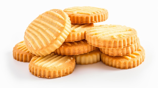 Shortbread-Kekse fliegen im Breton-Stil, Tee in der Nähe