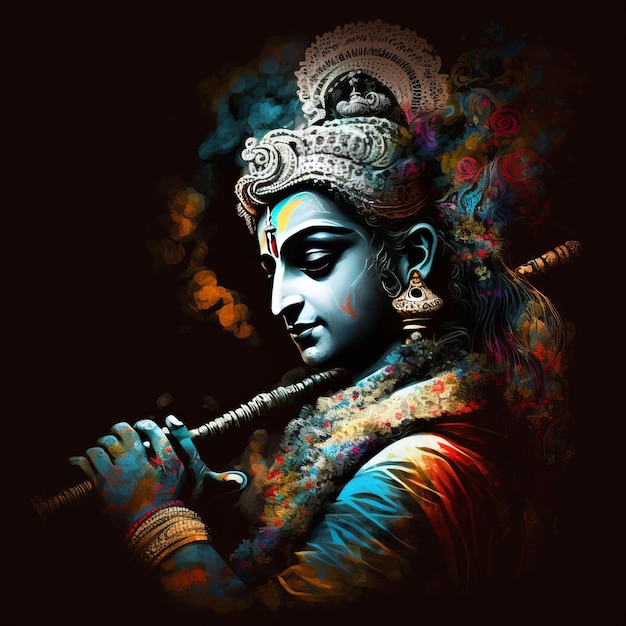 Shree Krishna Illustration für Janmashtami Generative Ai