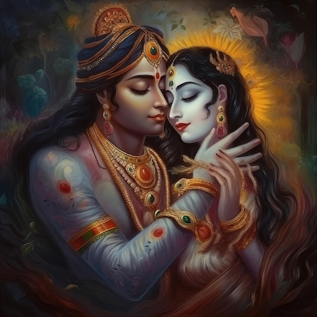 Shree Krishna y Radha ilustración generativa ai