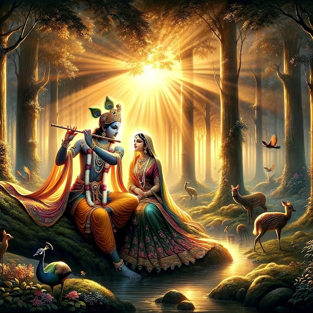 Shree Krishna und Radha Malerei Generative ai