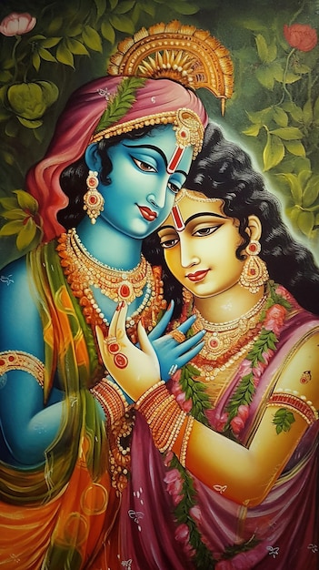 Shree Radha y Krishna Ilustración generativa ai