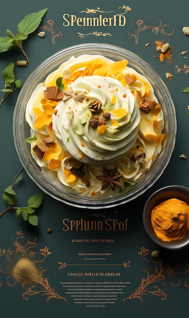 Shrikhand Dessert mit Safran und Pistazien Creamy und Fest India Kulinarische Kultur Layout Website