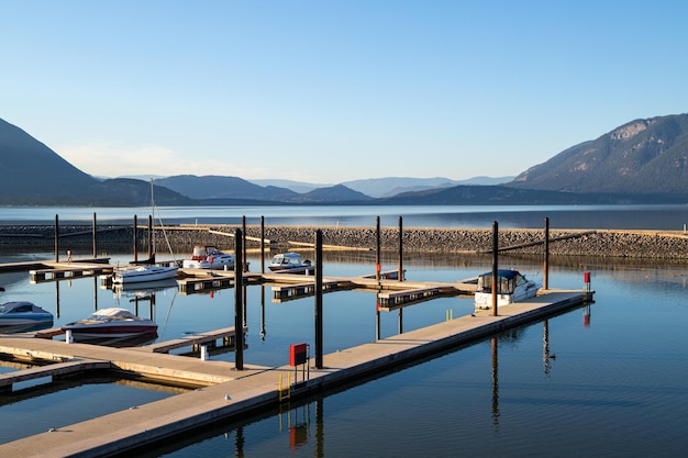 Shuswap Lake, Salmon Arm Wharf, Kanada bei Sonnenuntergang