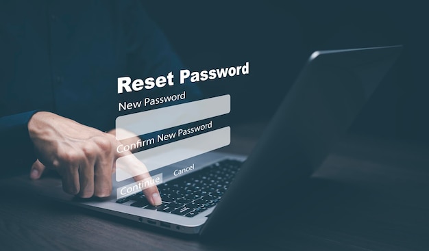 Foto sicherheit und passwort-reset-anmeldung online-konzept handtippen und eingeben von benutzernamen und passwort von sozialen medien anmeldung mit dem smartphone auf einem online-bankkonto datenschutz vor hackern