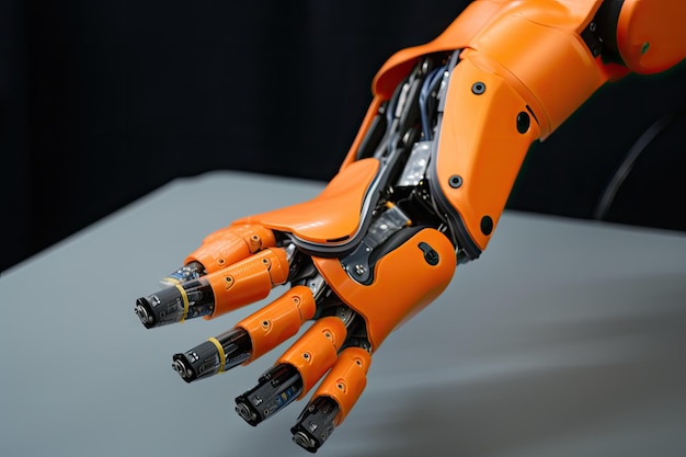 Sicherheitsmerkmale einer Roboterhand mit eingebetteten Sensoren und Lichtanzeigen