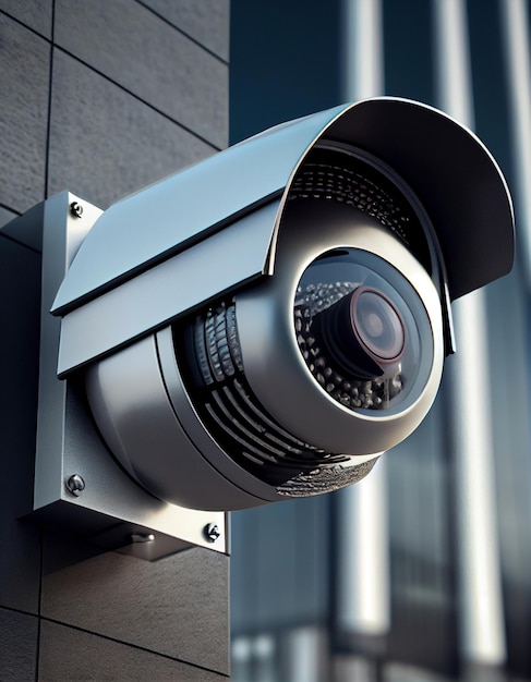 Sicherheitsüberwachungskamera für ein modernes Gebäude, erstellt mit generativer KI