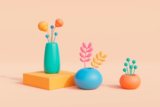 Sicht auf 3D-blühende Blumen