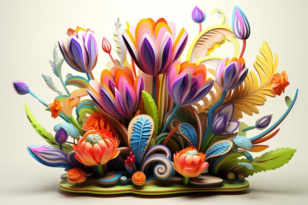 Sicht auf 3D-blühende Blumen