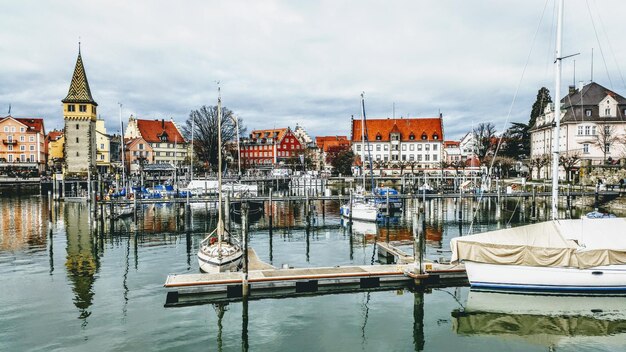 Foto sicht auf boote im hafen