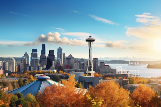 Sicht auf das berühmte Symbol der Seattle Space Needle