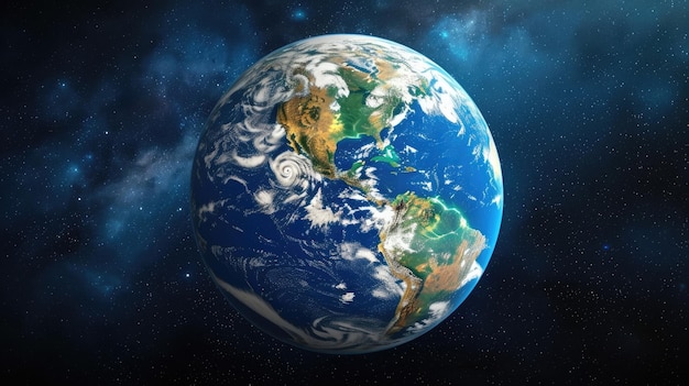 Sicht auf die Erdoberfläche und die Weltkarte aus dem Weltraum, die eine realistische Perspektive aus dem All bietet