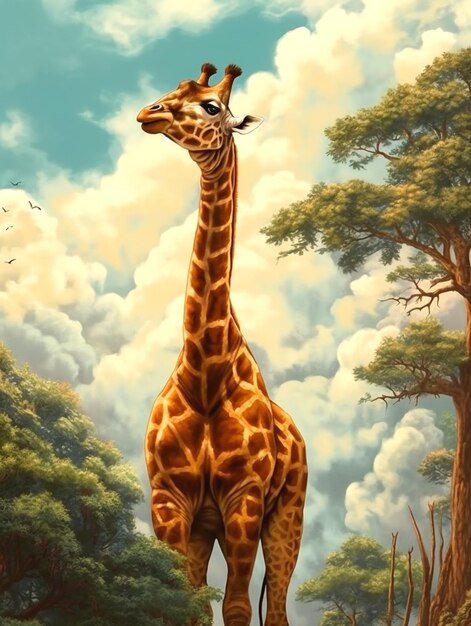 Foto sicht auf die giraffe
