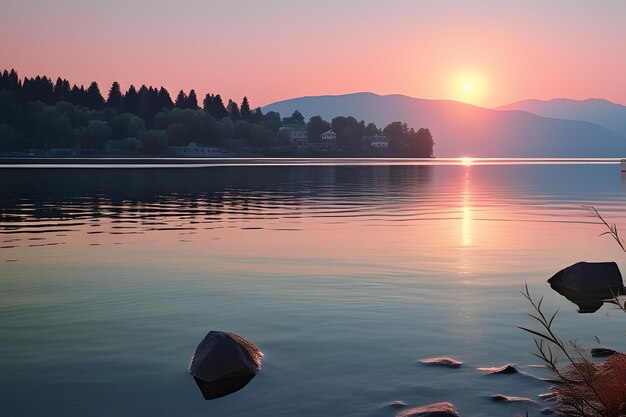 Foto sicht auf die naturlandschaft in der nähe des sees