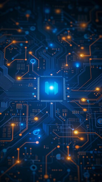 Sicht auf digitale Konnektivität Schaltplattentextur elektronische Motherboard-Kommunikationstechnik c.