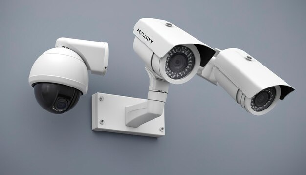 Sicht auf ein 3D-Rendering eines Sicherheits-CCTV-Kamerasystems