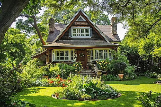 Sicht auf ein modernes Haus, das von KI generiert wird