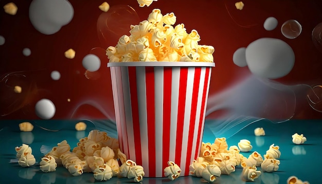 Sicht auf eine 3D-Tasse Popcorn