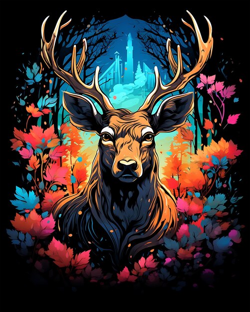 Sicht auf wildfarbige Jagdtiere Hirsche Illustration Vektor Natur Hintergrund