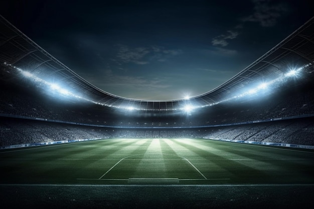 Sicht in einem Fußballstadion mit Fans auf dem Stadion Generative KI