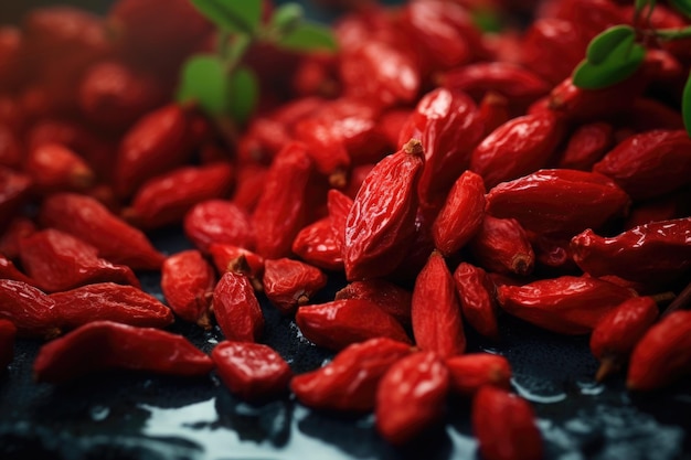 Sicht von oben aus der Nähe von frischen Goji-Beeren