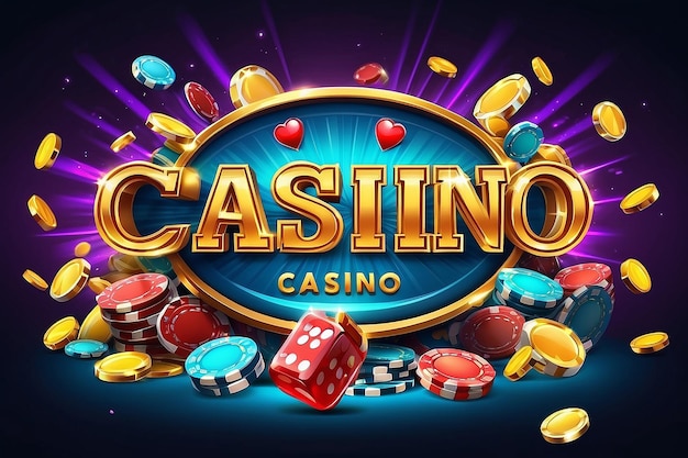 Sie gewinnen Casino-Banner-Text auf der Hintergrundszene Slots-Spiel-Ikonen Vektor-Illustration