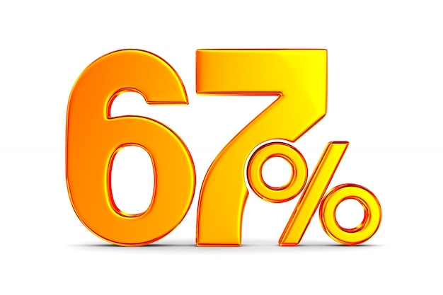Siebenundsechzig Prozent auf Leerraum. Isolierte 3D-Illustration