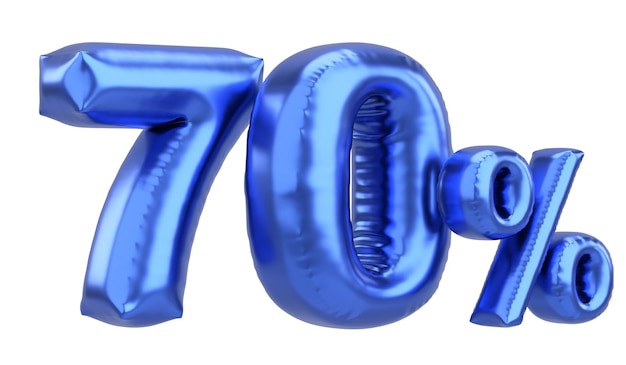 Siebzig Prozent 70 Ballon-Text 3D-Illustration