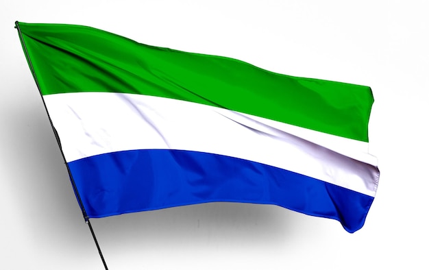 Sierra_leone bandeira 3D agitando e fundo branco Imagem