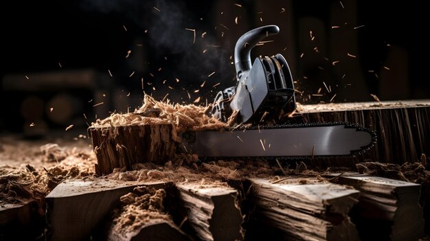 Foto la sierra de tenon cortando la madera